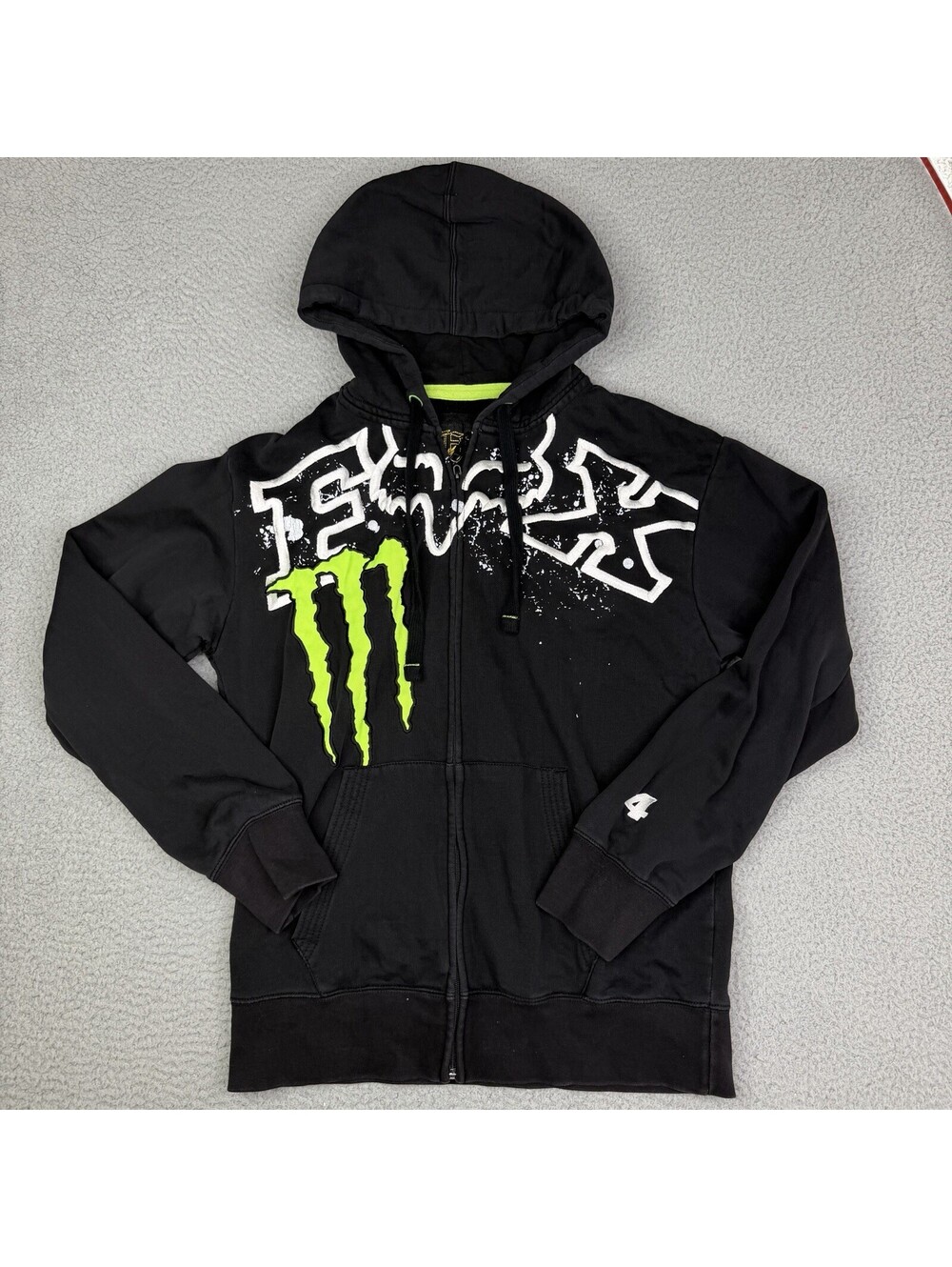 Fox Racing x Monster Energy Full Zip Hoodie Ricky Carmichael #4 Y2K Sz L Rare